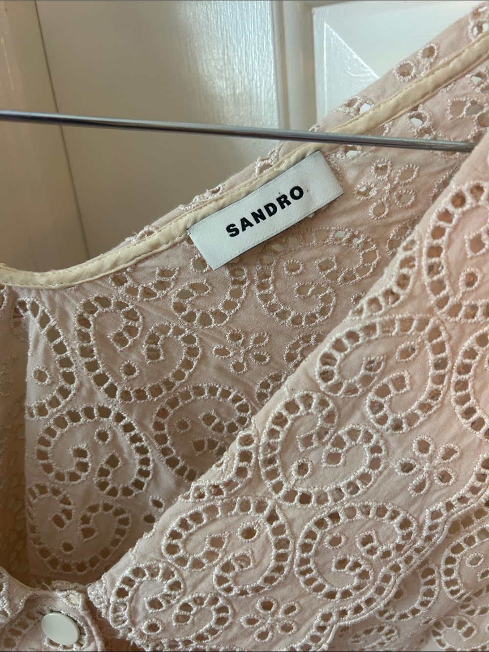 Sandro Beige Eyelet Lace Two-Piece Skirt Set - Picture 4 of 4